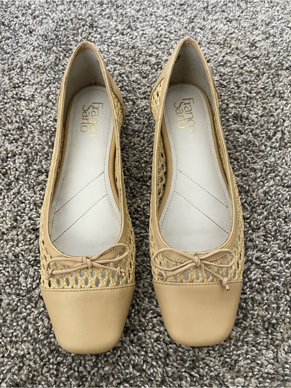 Women’s Franco Sarto Myra Cap-Toe Woven Flats Beige Tan Size 7.5
